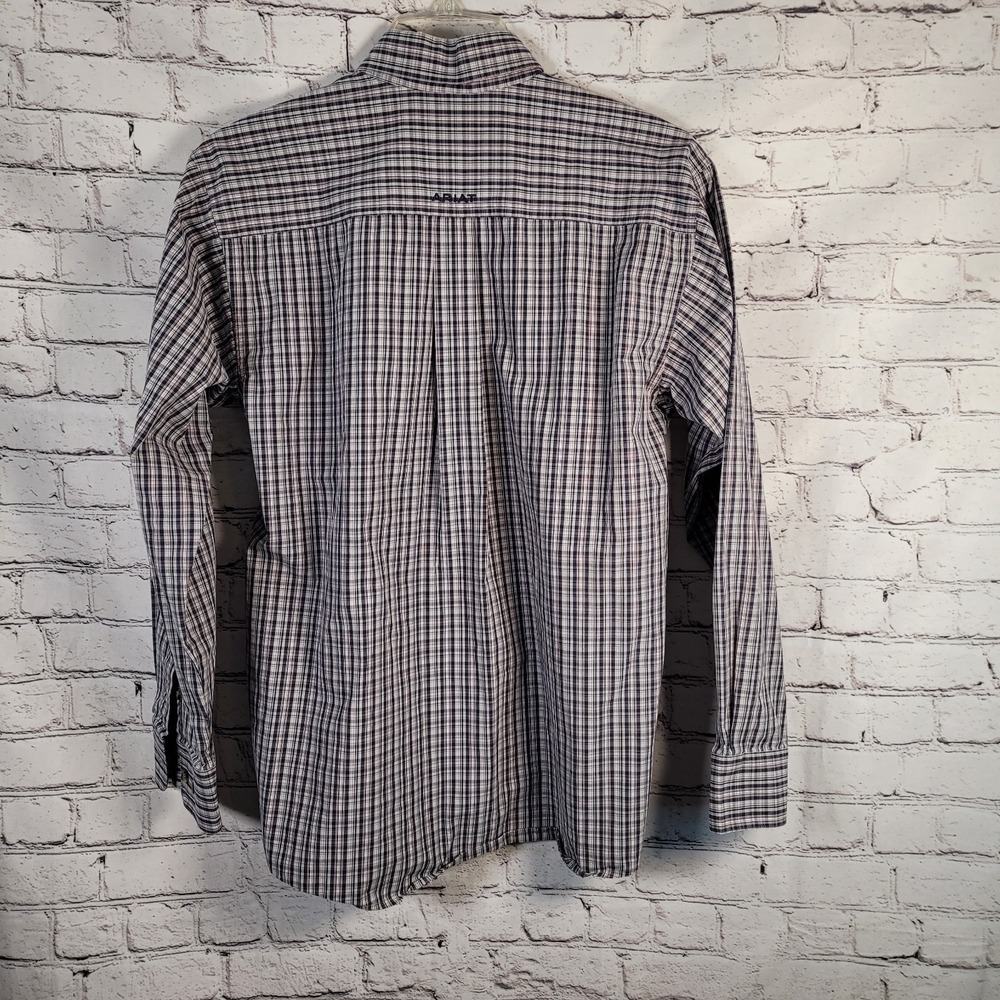 Ariat Pro Series Shirt Mens Medium Blue Plaid Excellent Western Button Down Long - Picture 2 of 7